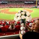 Suncalla 12 Pcs Baseball Rose with Leaves Bulk Artificial Fake White Roses Decor Sports Flower Gifts for Table Centerpieces Graduation Wedding Gift Sports Theme Rose Bouquet Party Favors