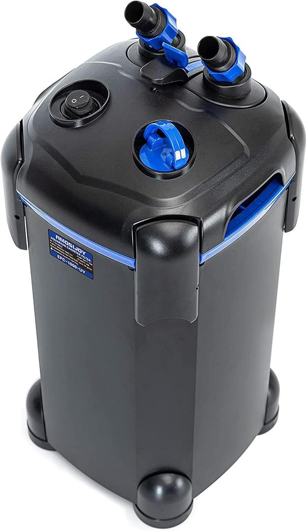 AMOSIJOY 396GPH 3-Stage Canister Filter, Ultra-Quiet External Aquarium Filter with Free Media for Large Fish Tanks and Aquariums AMOSIJOY 396GPH 3-Stage Canister Filter, Ultra-Quiet External Aquarium Filter with Free Media for Large Fish Tanks and Aquariums