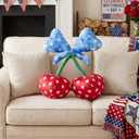 Beeveer 4th of July Patriotic Bow Pillow Cherry Throw Pillow Independence Day Stuffed Pillows, Cute Soft Decorative Cushion Star Red Blue White Room Decor for 250th Anniversary Home Couch Party Decor