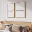 Framed Sweet Dreams Wall Art for Bedroom Decor, Set of 2 Minimalist Quote Canvas Prints, Modern Black and White Typography Artwork for Nursery Guest Room Bedroom Hallway Walls Decor, 16x24 Inch, 16" W x 24" H x 2Pcs