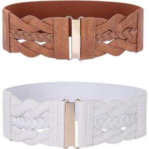 GRACE KARIN Women's Elastic Wide Belts Vintage Stretchy Belt Retro Fashion Cinch Belts for Dresses, Medium