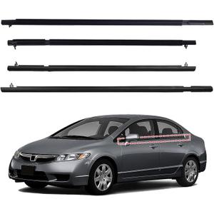 Car Window Weather Stripping Molding Trim Belt,Compatible with Honda Civic 2006-2011 4-Door Sedan, Replace#72410-SNA-A01 72450-SNA-A01 72950-SNA-A01 72910-SNA-A01