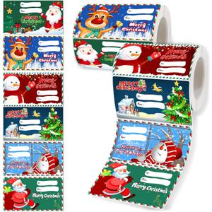 Famoby 2 Packs (Total:600pcs,300pcs/pack) Christmas Gift Tags Christmas Wrapping Paper for Christmas Presents Decoration Christmas Gifts Bags for Women Men Kids (2.95 x 1.6 inch)