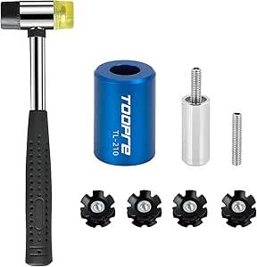 Mimoke Bike Bicycle Fork Star Nut Setting Installer Install Tool with 3 Free Star Nuts include Rubber hammer (With Rubber hammer)