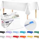 54 Inch X 300 Feet Plastic Table Cover Roll Disposable Tablecloth with Slide Cutter for All Type/Shape Tables | Table Cover for Party, Picnic, Banquet & Outdoor Activities (White)