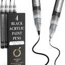 Pinturale Arts Extra Fine Tip Black Paint Pen | Set 4 Black Paint Pen Extra Fine Tip (0.7mm & 0.5mm) | For Ceramics, Rock Painting, Glass, Wood, Canvas, Metal