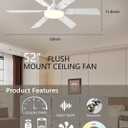 JSAITEE 52 Inch Low Profile Ceiling Fan with Lights, Remote & APP Control, 3CCT Dimmable, 6 Blades 6 Speed Ceiling Fans, Quiet Reversible DC Motor, Modern White Ceiling Fan for Bedroom Living Room