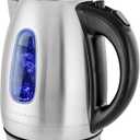 OVENTE Electric Kettle, 1.7L Stainless Steel Water Heater and Boiler for Coffee or Tea with BPA Free & Cordless Body, Auto Shut-Off, Boil-Dry Protection, LED Light and Removable Filter, Silver KS96S (1.8 Quarts)
