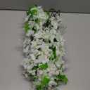 GPARK (36 Branches 12 Pack /45 inch /3.7ft Wisteria Hanging Artificial Flowers Fake Bushy Silk Vine Garland String for Wedding Party Garden Greenery Home Wall Deco White