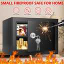 1.3 Cubic Feet Fireproof Safe Box with Key Lock, Hidden Steel Security Box with Removable Shelf for Cash, Jewelry, Passports and Medications, Personal Safes for Home/Office, 9.84"D x 13.78"W x 9.84"H