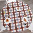 Walrus Round Vinyl Fitted Tablecloth with Flannel Backing Elastic Edge Design Table Cover Waterproof Oil-Proof PVC Table Cloth Stain-Resistant Best for 45"-56" Round (Checkered)