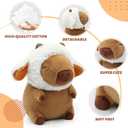 Capybara Plush, Cute Capybara Plush Toy Wear Removable Lamb Hat, Kawaii Soft Capybara Plushie Pillow, 14 inch Capybara Stuffed Animal Hugging Plushy Gifts for Kids Adults (Medium)