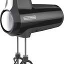 BLACK+DECKER 5 Speed Electric Hand Held Mixer, HELIX beaters, Whisk, and Dough Hook Attachments, Turbo Boost, Snap-On Storage Case