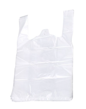 100pcs White Food Grade Plastic Bag with Handle Food Packaging Bag for Supermarket Store Grocery (20*30)