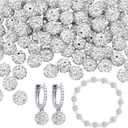 PH PandaHall 100pcs 8mm White Rhinestone Beads Polymer Clay Beads Crystal Beads Clay Pave Disco Ball Round Diamond Clays Beads for Necklace Bracelet Jewelry Beaded Pen Making Party Decoration