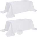 Fokitut 2 Pack Waterproof Rectangle Tablecloth, 90x156 Inch,Stain Resistant and Wrinkle Polyester Table Cloth, Fabric Table Cover for Kitchen Dining, Wedding, Party, Holiday Dinner-White