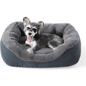 INVENHO Small Dog Bed for Small Dogs, Cat Beds for Indoor Cats Washable, Orthopedic Dog Bed, Warming Soft Calming Sleeping Puppy Bed Durable Pet Bed with Anti-Slip Bottom S(20"x19"x6") (Dark Grey)