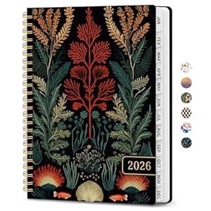 2026 Planner, Weekly and Monthly Calendar Planner for Women, Jan 2026 - Dec 2026, Hardcover Planning Agenda book with Tabs, Spiral Bound, Inner Pocket, Perfect for School Office Supplies, 6.3" x 8.5" - Mystic Seas