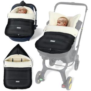 Ivywind Winter Car Seat Cover Baby, Universal Car Seat Footmuff with Convertible Hood for Cold Weather, Removable Carseat Waterproof Covers for Infant Boy&Girl, Machine Washable, Black