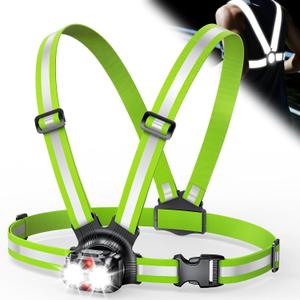 ISEYOU Running Lights for Runners 800LM, 6 Modes Running Light with 45Adjustable Tilt, IPX5 Waterproof Rechargeable Visibility Reflective Vest for Night Walking/Cycling/Jogging, 4-25Hrs Runtime