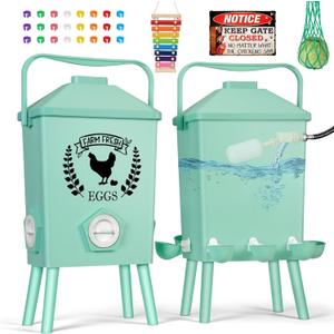 Tgeyd 4.2-Gallon Gravity Chicken Feeder & Waterer Set No-Waste Poultry Feeder with Automatic Water Dispenser, Rainproof Lid, Raised Stand Legs & Anti-Roost Cone