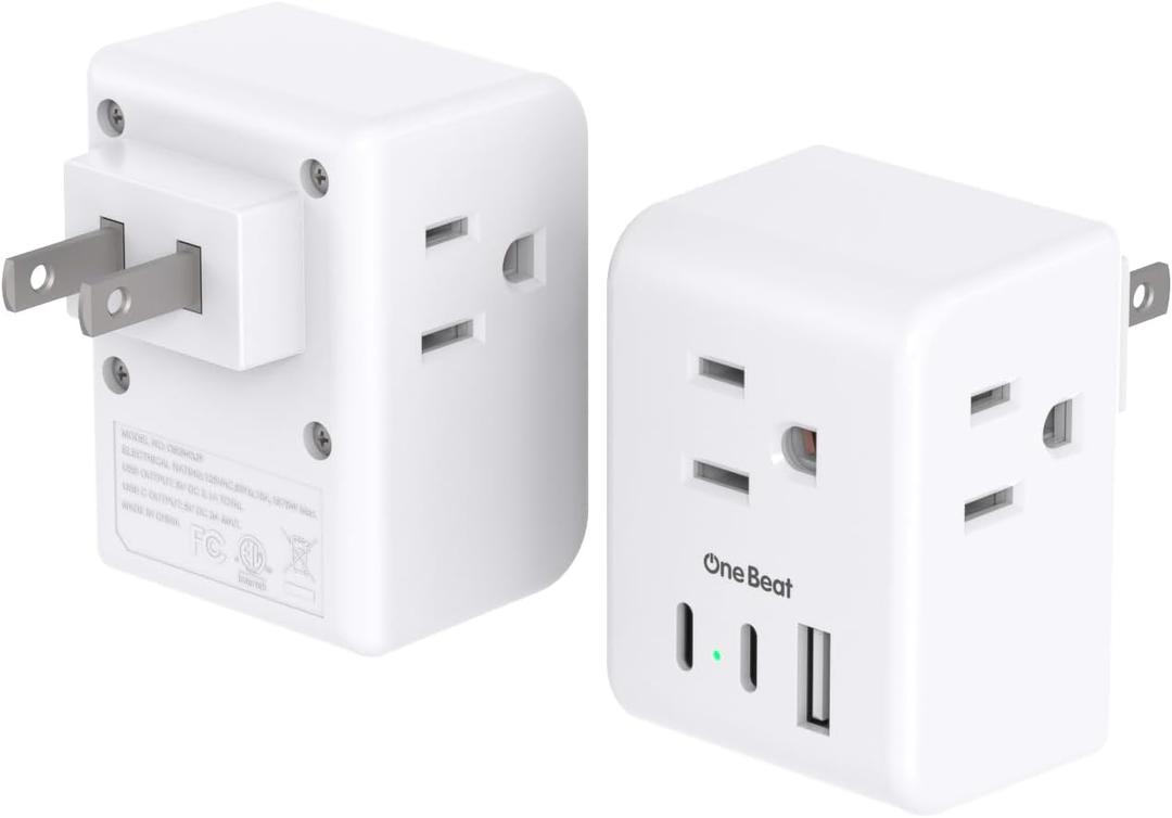 2 Pack US to Japan Plug Adapter, 2 Prong to 3 Prong Outlet Adapter with 3 Outlets 3 USB Ports(2 USB C), Type A Travel Power Converter Plug Adaptor for USA to Japanese Canada Mexico Philippines Peru