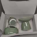 CEEFU 2 Elevated Ceramic Cat Bowls Extra Wide for Food & Water – Whisker Fatigue Shallow Food Dish, Lead & Cadmium-Free, Raised Height for Cats, Sage Green