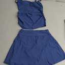 Womens Two Piece Tankini Bathing Suits with Skirt Tummy Control Swimsuits Ladies Swimwear Blue M