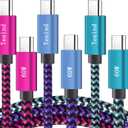 Teeind Type C Cable Fast Charging, Tpc002 3 Pack(3Ft/0.9M 60W) C to Type C Charger Nylon Braided Cord Compatible with iPhone 17/17 pro, 16/16 pro, MacBook, Samsung Galaxy S25/24/23/22, for Daily Use