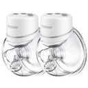 Kmaier Hands Free Breast Pump, Wearable Breast Pump, Portable Breast Pumps with 4 Modes & 12 Levels, Low-Noise and Painless, LED Electronic Display, 24mm Flange, 2 Pack