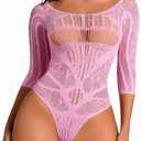 Lingerie Sets for Women Sexy Lace, Fishnet Lenceria Sexy para Cojer with Sleeves, Tight-Fitting Lenceria Atrevidas para Mujer Pink