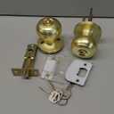 Brushed Gold Ball Design Door Knob with Keys and Lock, Keyed Entry Round Shaped Doorknob for Front/Entrance Doors, Satin Brass Finish (1 Pack)