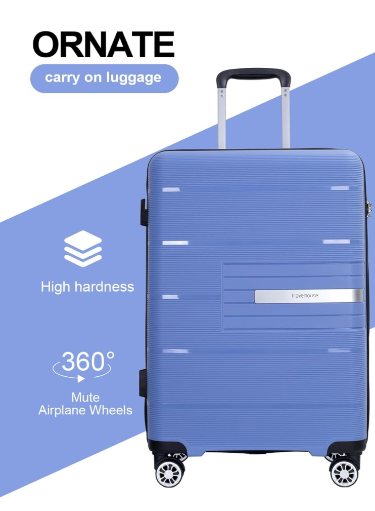 Suitcase with Double Spinner Wheels, Lightweight Carry On Hardside Travel Luggage with TSA Lock purplish blue, 28 Inch