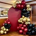 Black Burgundy Gold Balloons Garland Kit Burgundy Maroon Black Metallic Confetti Balloon Arch with Gold Long Balloon Star Foil Balloons for Halloween Birthday Baby Shower Party Decor