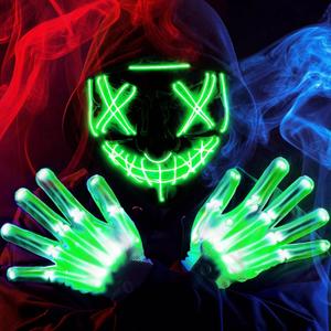 JOYIN Halloween Led Mask, Light Up Mask and Gloves for Cosplay Costume (Green), 3 Modes Scary Glow in The Dark Masks for Boys Girls Halloween Party Dress Up Accessories, Gifts Giving