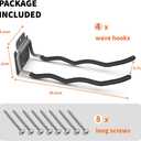 TORACK Garage Hooks Tool Organizer, 4 Pack Heavy Duty Steel 12" Wave Hooks, Wall Mount Garage Storage Utility Hook for Car Tires, Ladder, Chairs, Power Tools, Garden Tools