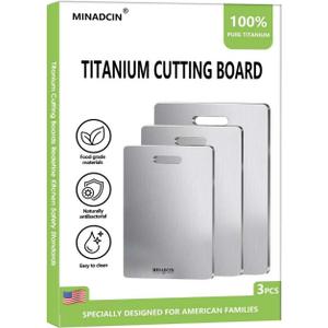 Titanium Cutting Boards For Kitchen, 3Pcs 100% Pure Cut Titanium Cutting Board, Food Grade Quality,Easy To Clean And Will Not Absorb Odors, Suitable For Kitchen Or Outdoor Camping ((12L*9W)+(14L*10W)+(18L*12W))