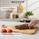 Jucoan 2 Pack Bamboo Cheese Board with Handles, 16 x 8.5 Inch Bamboo Wood Cutting Board Chopping Boards for Pizza, Bread, Cheese, Charcuterie, Fruit, Vegetables, New Home Housewarming Gift