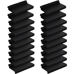 SNOGSWOG 10X4.3 Inch Slatwall Shelves Set of 20, Metal Slat Wall Shelves Accessories, Black Flat Display Shelves for Slat, Metal Retail Display for Storage and Organization