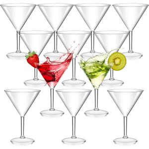 Patelai Martini Glasses 10 oz Crystal Cocktail Glasses Clear Plastic Reusable Cups for Espresso, Cosmopolitan, Gimlet, Home Bar, Wedding, Party, Martini Glassware Gift Set(12 Pcs)