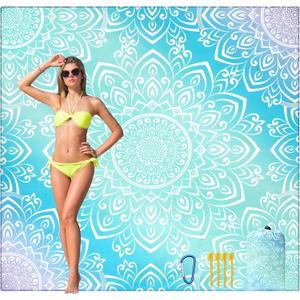 Beach Blanket Waterproof Sandproof Beach Mat for 1-8 Adults Quick Drying Durable Outdoor Picnic Mat for Beach Festival Travel Camping Hiking (Gradiant BL-Mandarin, 79"83"(4 Person))