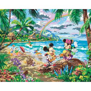 Cra-Z-Art Disney Dreams Collection Deluxe Paint by Number Thomas Kinkade Mickey & Minnie in Hawaii, 20 x 16 inches