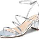 DREAM PAIRS Womens Block Heels 2 inch Strappy Square Toe Dressy Chunky Low Heeled Sandals for Party Wedding Evening ,Size 6