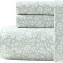 Laura Ashley - Sheets, Cotton Percale Bedding Set, Lightweight & Breathable Room Essentials (Heirloom Ditzy Green, Twin)