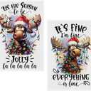 2 Pcs Funny Christmas Moose Kitchen Towels 16 x 24 Inch, Gifts for Moose Lovers, Decorative Hand Towel for Bathroom, Xmas Holiday Farmhouse Dish Tea Towels for Seasonal Kitchen Drying