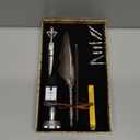 Vintage Quill Pen Ink Set,Feather Quill Pens with Wooden Calligraphy Pen, Including 7 Different Sizes of Nib, Calligraphy Pen Set Gift & Women and Man(Grey)