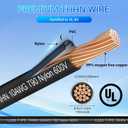 THHN Wire 10 Gauge 50FT, UL83 THHN/THWN-2 10 AWG Cable Stranded Copper with Nylon Jacket and PVC Insulation Building Wires for Residential, CNC, Panel Wiring, Circuit, Control(600V, Black)