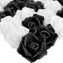 Bright Creations 100 Pack Black and White Artificial Flowers - Bulk Stemless Fake Foam Roses for Decorations, DIY Crafts, Bouquets (3 in)