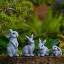 Nacome Bunny Statues for Fairy Garden Easter Decor: Outdoor Set of 4 Rabbit Table Sculptures for Clearance Outside Lawn Ornaments Porch Patio Balcony Yard  Gifts for Mom Grandma