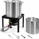 Barton 64Qt Turkey Deep Fryer w/High Pressure Burner All Purpose Aluminum 100,000 BTU Outdoor Boiler Roaster Clam Bake Crawfish Pot Boiling Lid Seafood Cajun Gas Stove Burner Stand Injector